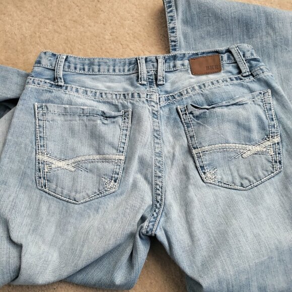 BKE Tyler 34R Mens Straight Jeans Stretch Denim 36x31 Distressed Blue Pants GUC - Picture 6 of 11